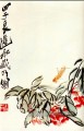 Qi Baishi impatiens et sauterelles traditionnelle chinoise